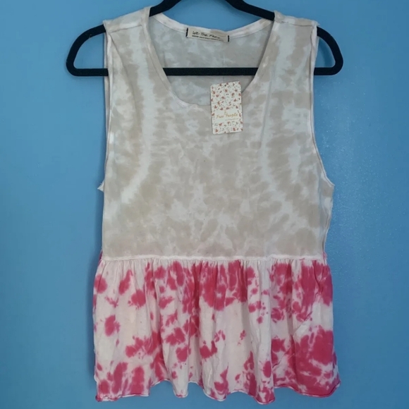 Free People Anytime Tie Dye Tank Hot Hibiscus Combo Large - Picture 5 of 8